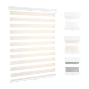 Cordless light filtering linen fabric zebra blinds for window covering