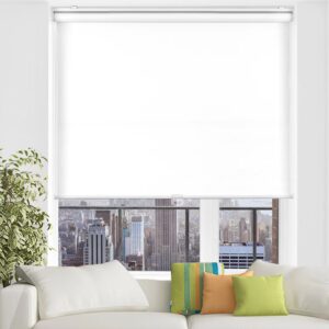 Cordless white blackout roller shades