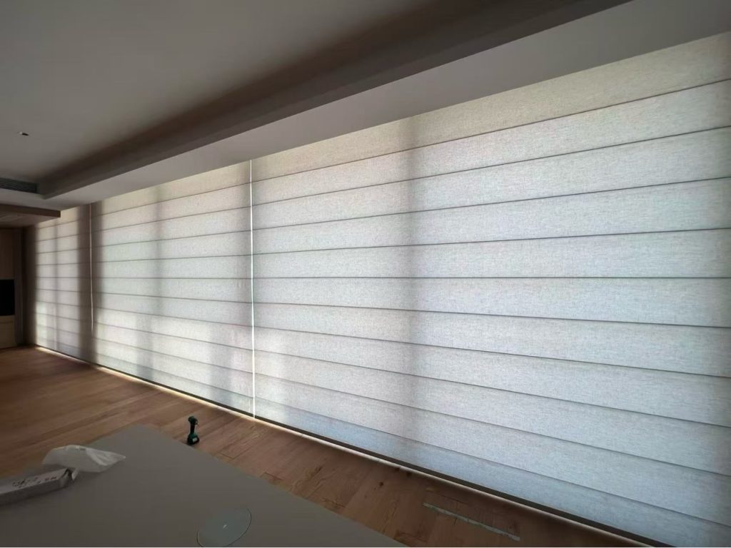Sheer shades in a residential living room