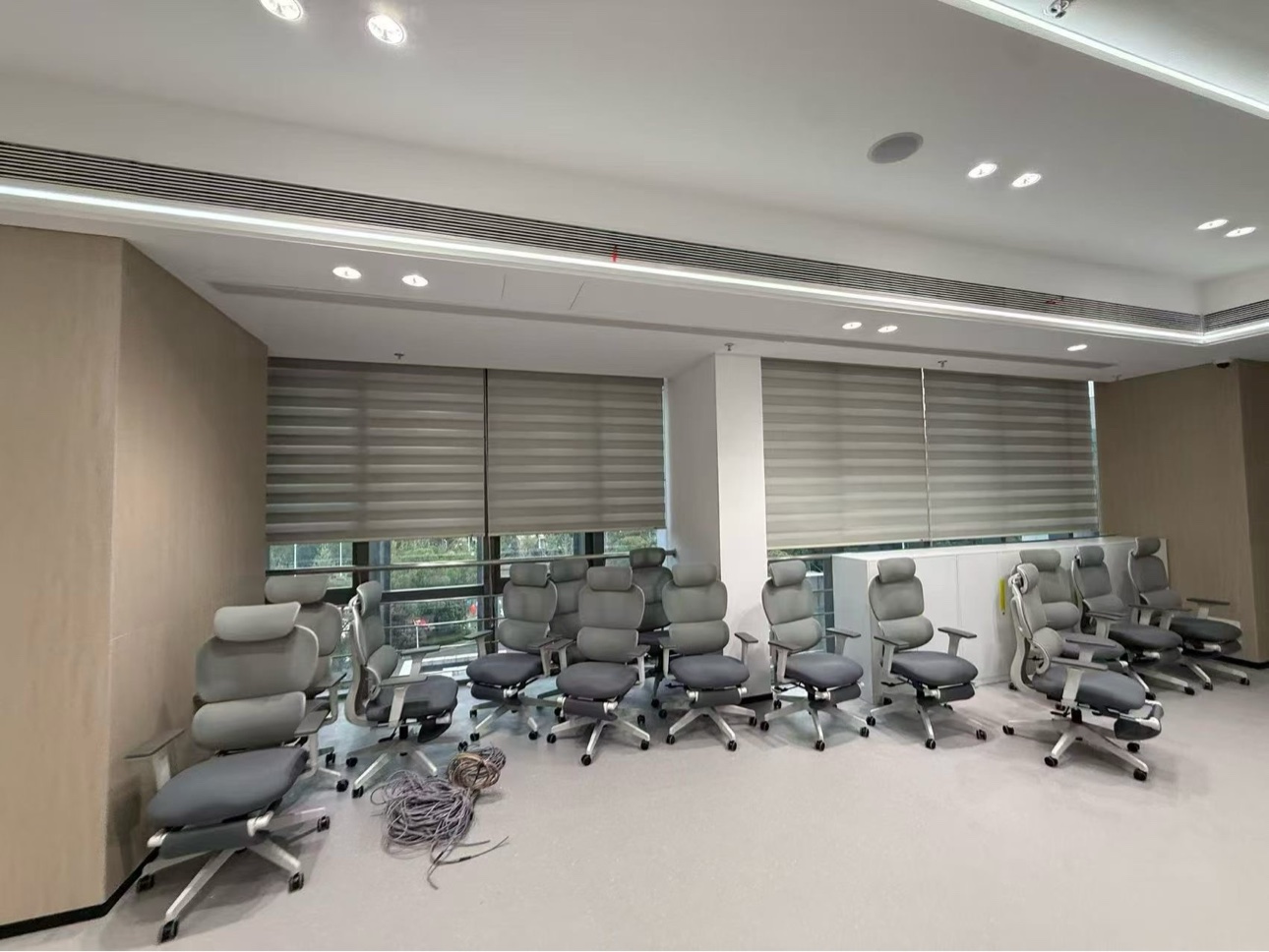 Zebra shades on office window wall, China commercial project